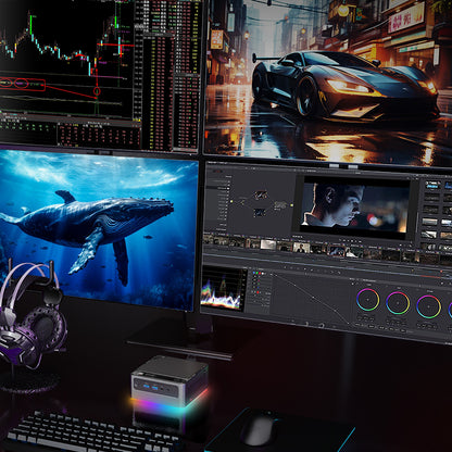 S700 Intel Ultra 7 155H Mini PC with Fingerprint Unlocking and Colorful RGB Light